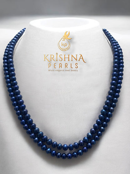 Beautiful Black & Peacock Shade Double Layer Pearls Necklace