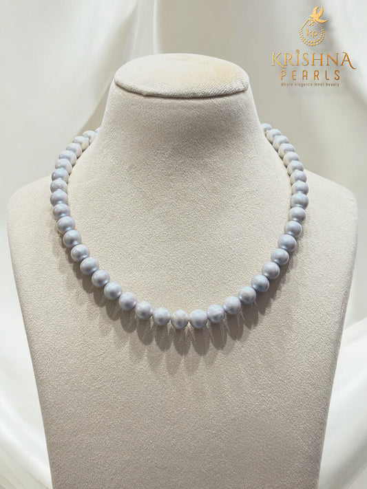 Glossy Grey Pearls Necklace