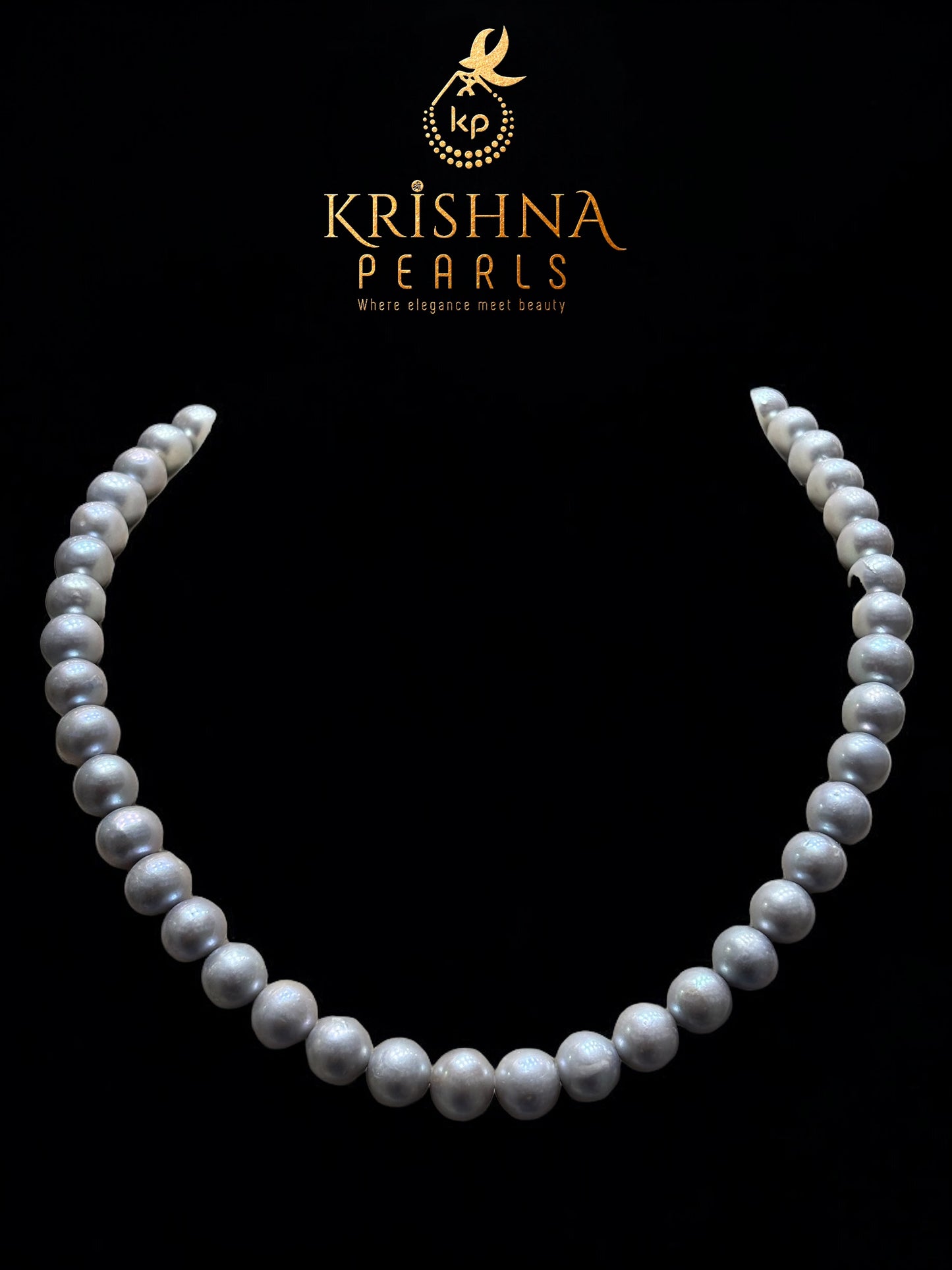 Glossy Grey Pearls Necklace