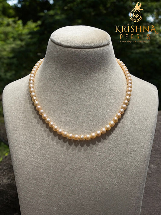 Beautiful Round Peach Pink Pearls Necklace Set