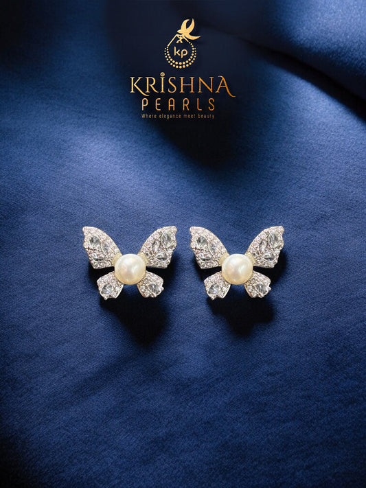Butterfly Pearl Studded Earrings