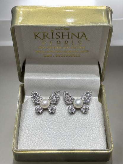 Butterfly Pearl Studded Earrings