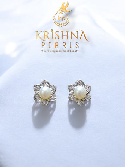 Flower Petals White Pearl Studds