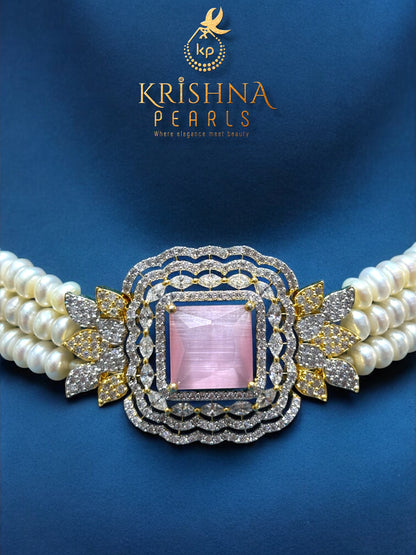 Eternal Rose Quartz & Pearls Choker set