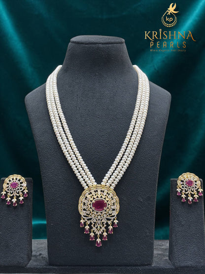 Beautiful Ruby & Pearl Studded Necklace Set