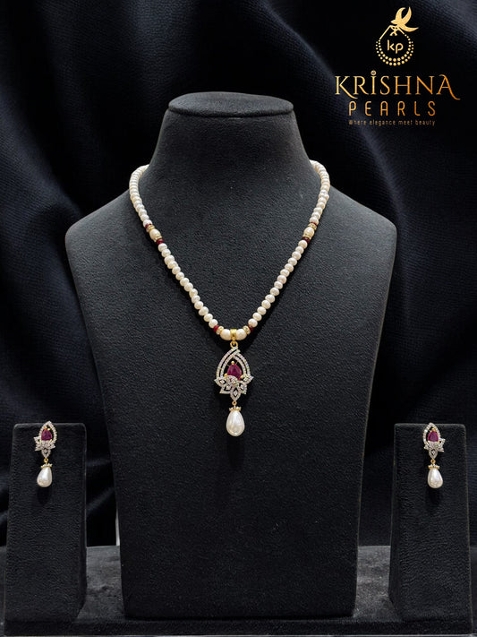 Royal Crimson Pearls Necklace Set