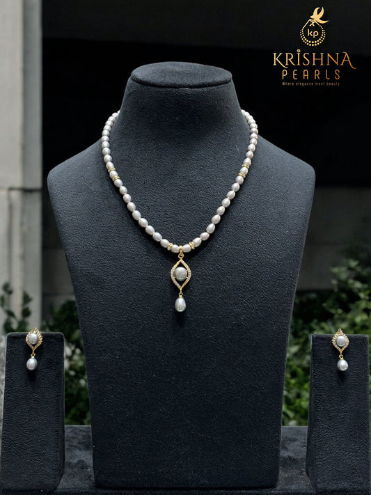 Grey Pearl Necklace Set