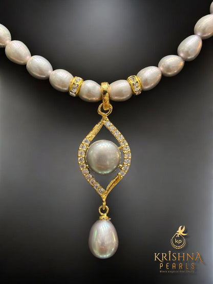 Grey Pearl Necklace Set