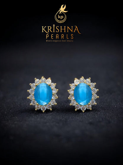 Blue Stone Studded Pearls Necklace Set