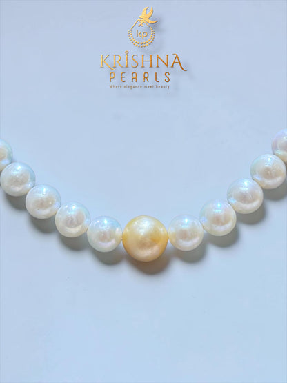 Premium Lustrous Fresh Water Pearls with South Sea Pearl in Between giving a Aesthetic and Elegant Look
