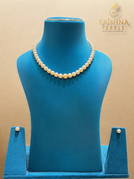 Premium Quality Graduated Peach Pink Pearl Necklace Set AAA