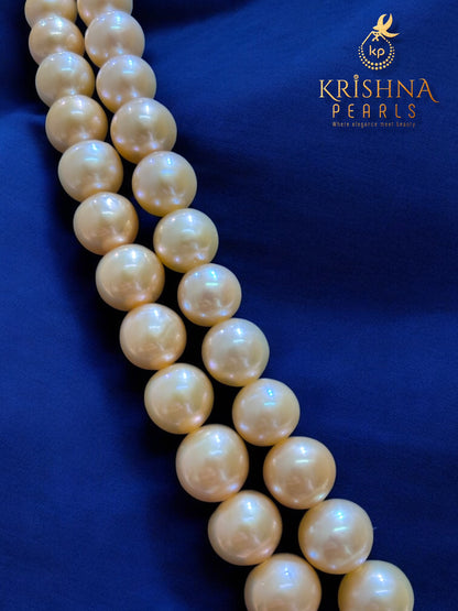 Premium Quality Graduated Peach Pink Pearl Double Layer Necklace Set AAA