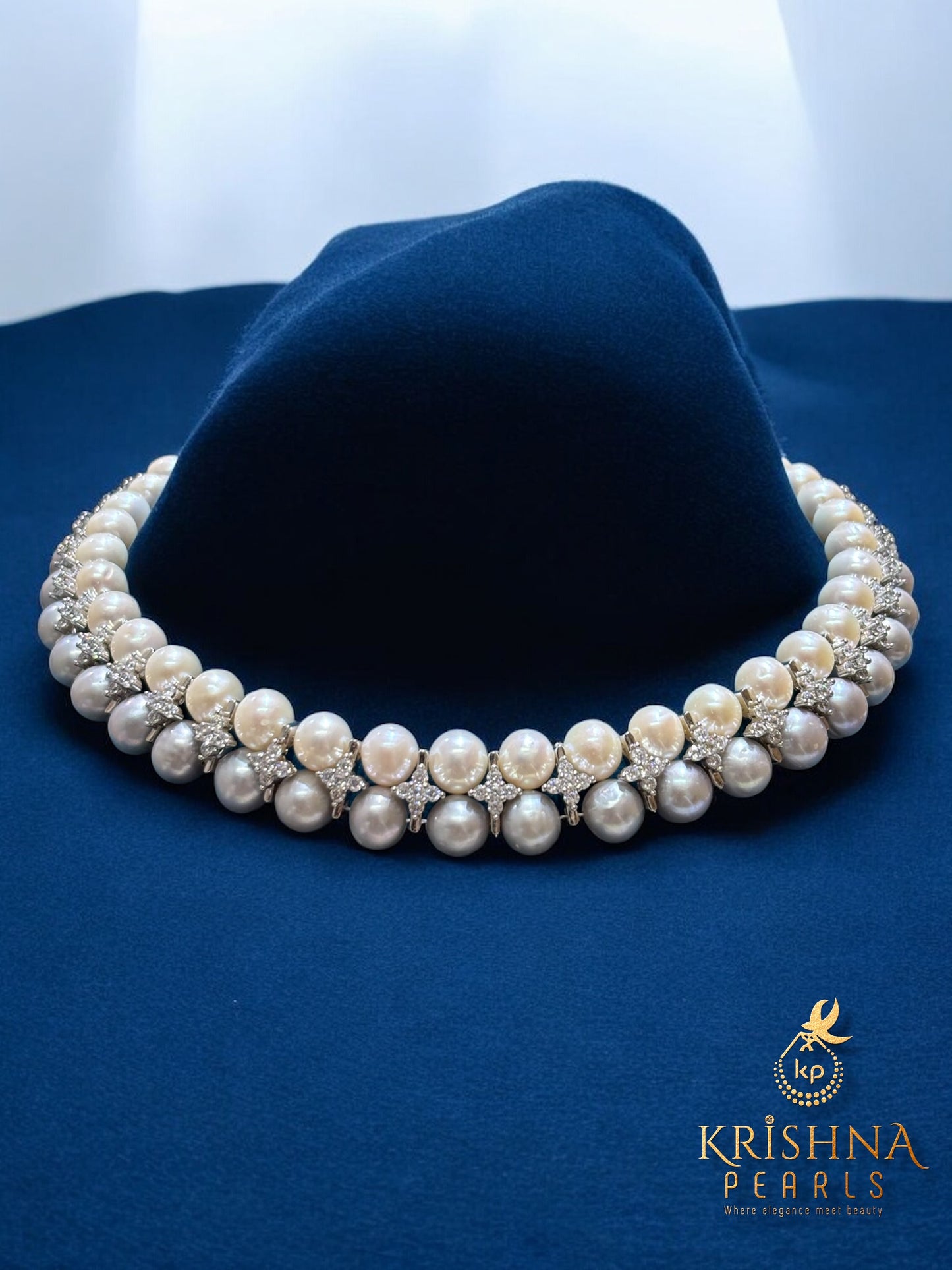 Natural Pearls White & Grey Necklace Set