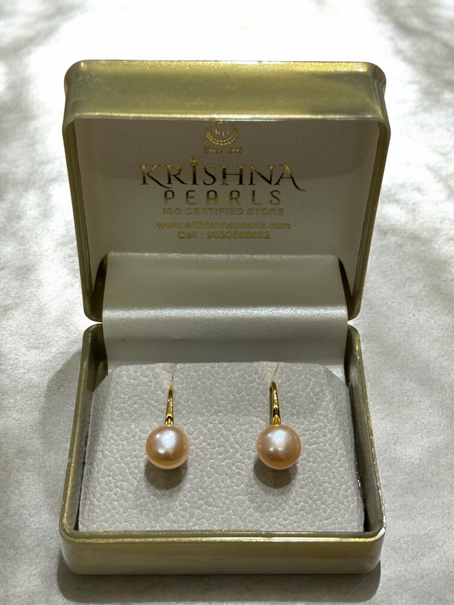 Peach Pink Pearls Studs