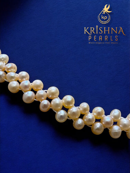 Peach Pink Pearls Hand Woven  Necklace Set