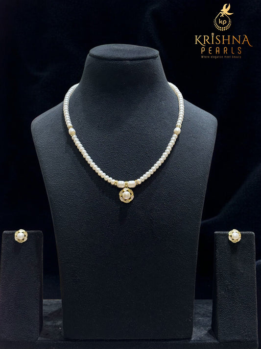 Beautiful Blossom Pearls Combo Set ( Single Line Pendent Set With Finger Ring )