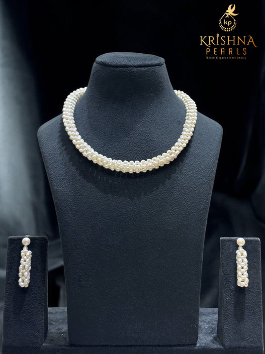 Classic Rice Pearls Jali Necklace Set