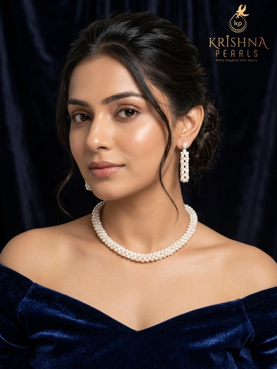 Classic Rice Pearls Jali Necklace Set