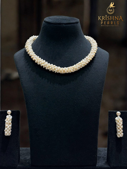 Classic Seed Pearls Jali Necklace Set