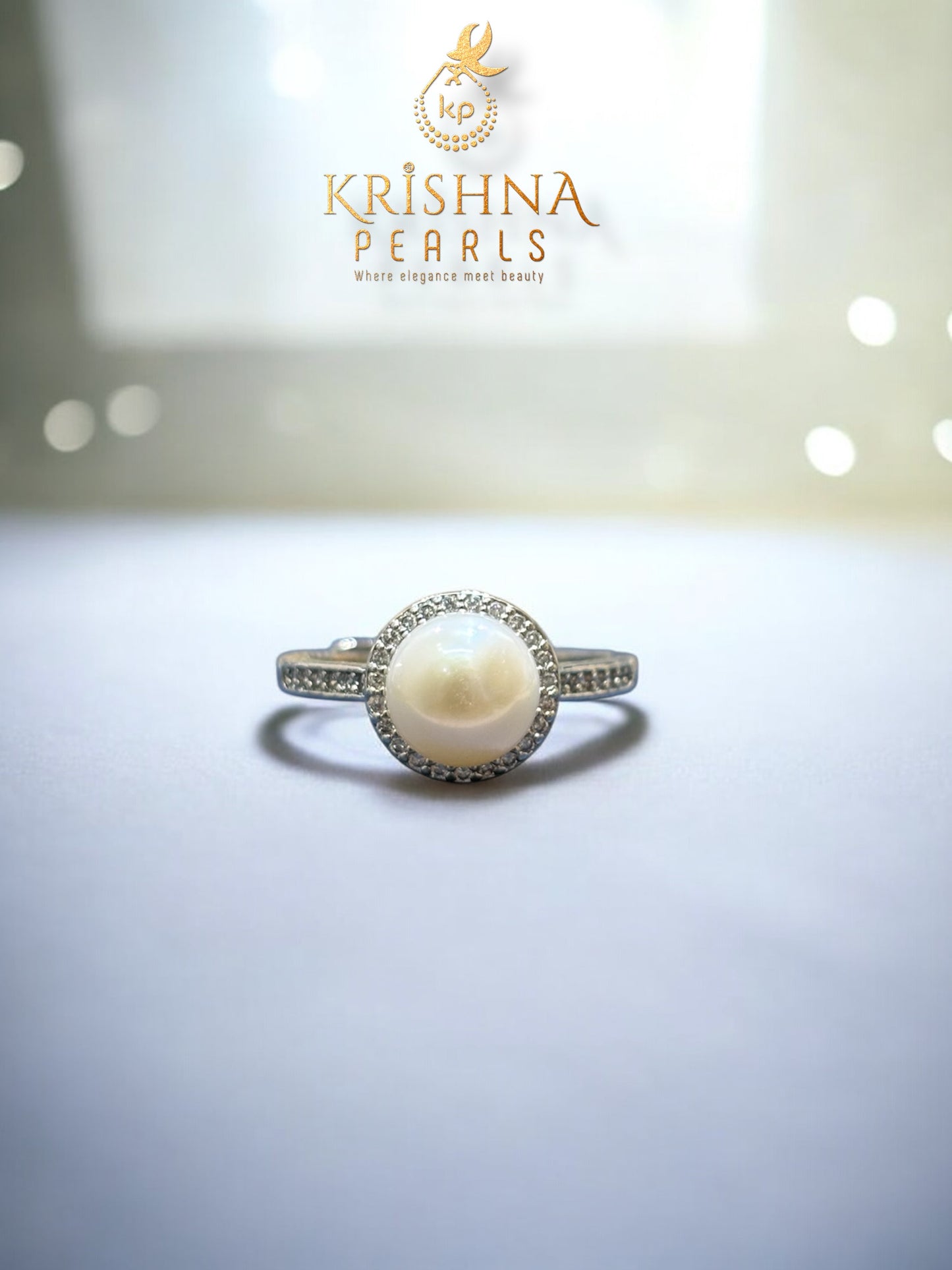 Designer Pearl & Diamond Studded Pearls Combo Set ( Single Line Pendent Set With Finger Ring )
