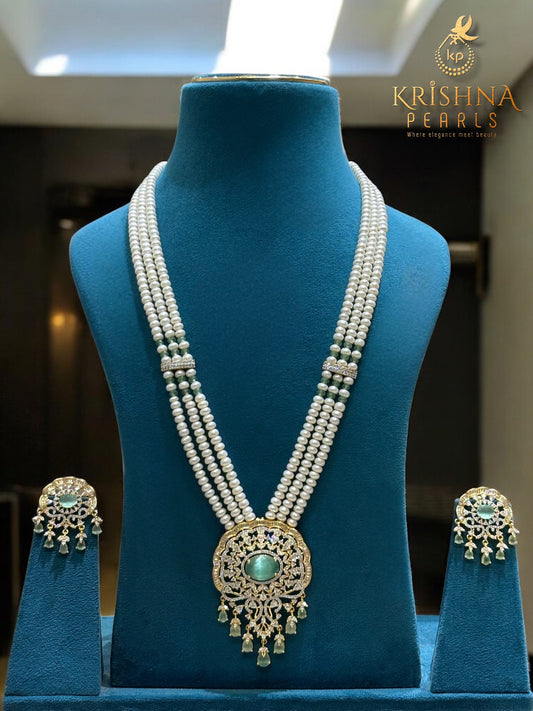 Blue Quartz Grandeur Long Three Layers Pearls Rani Haar