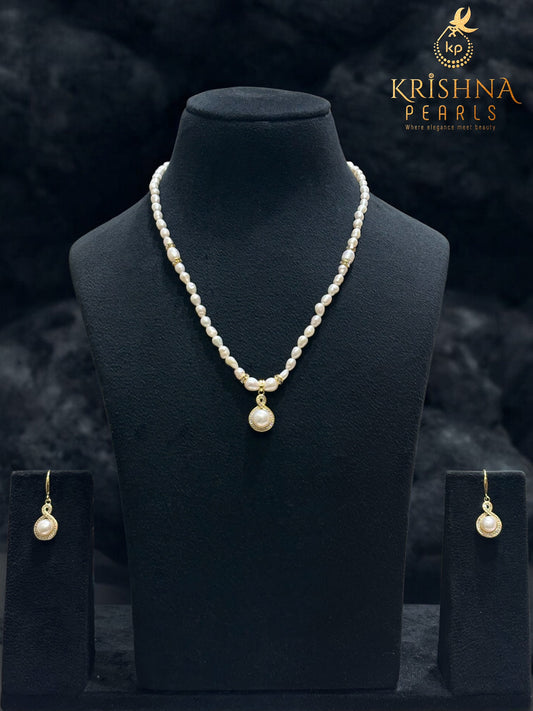 Infinity Pearl Studded Pearls Combo Set ( Single Line Pendent Set With Finger Ring )