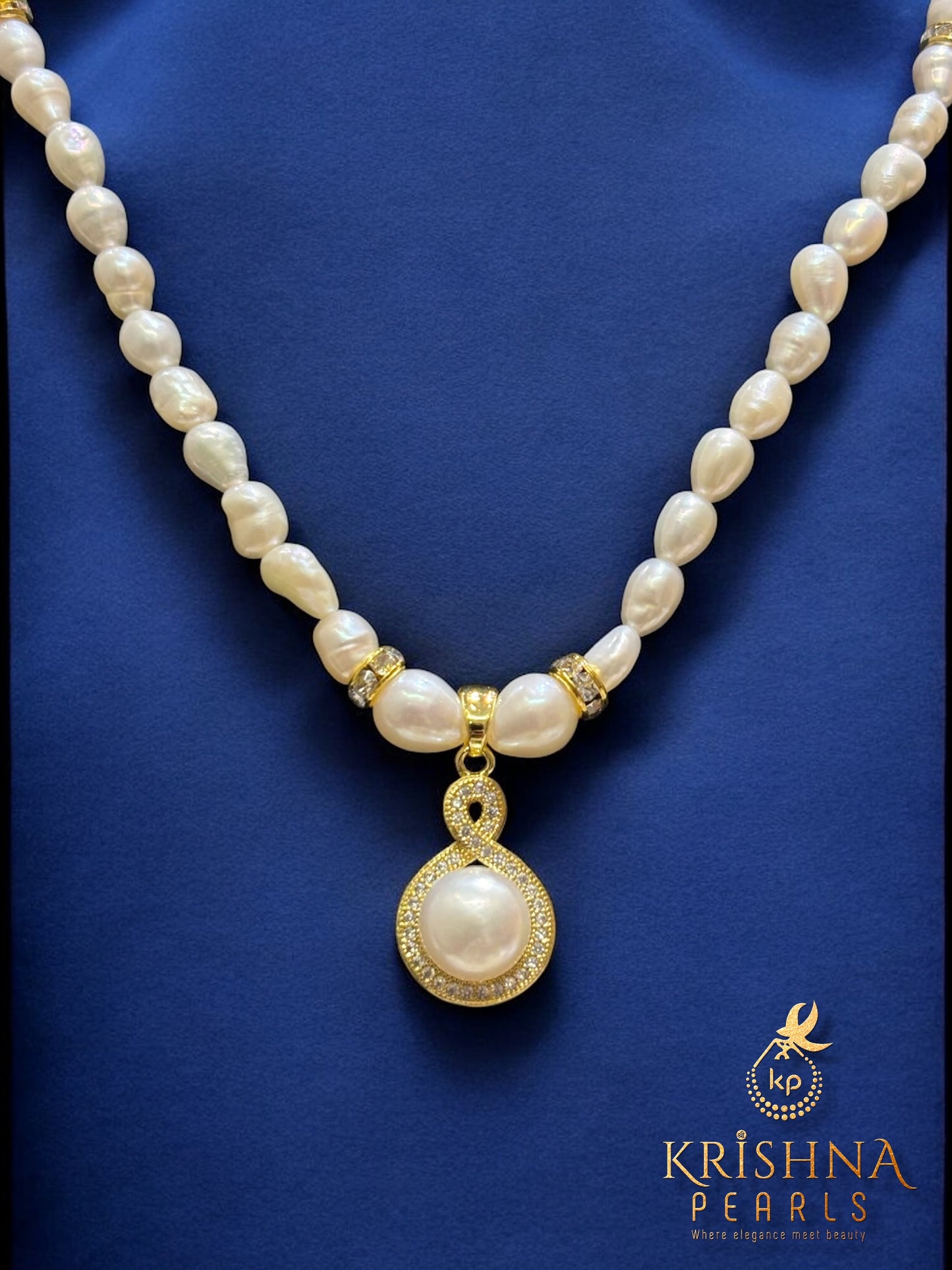 Infinity Pearl Studded Pearls Combo Set ( Single Line Pendent Set With Finger Ring )