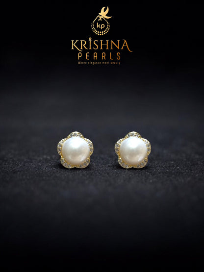 Beautiful Flower Pearl Studded Pearls Combo Set ( Single Line Pendent Set With Finger Ring )