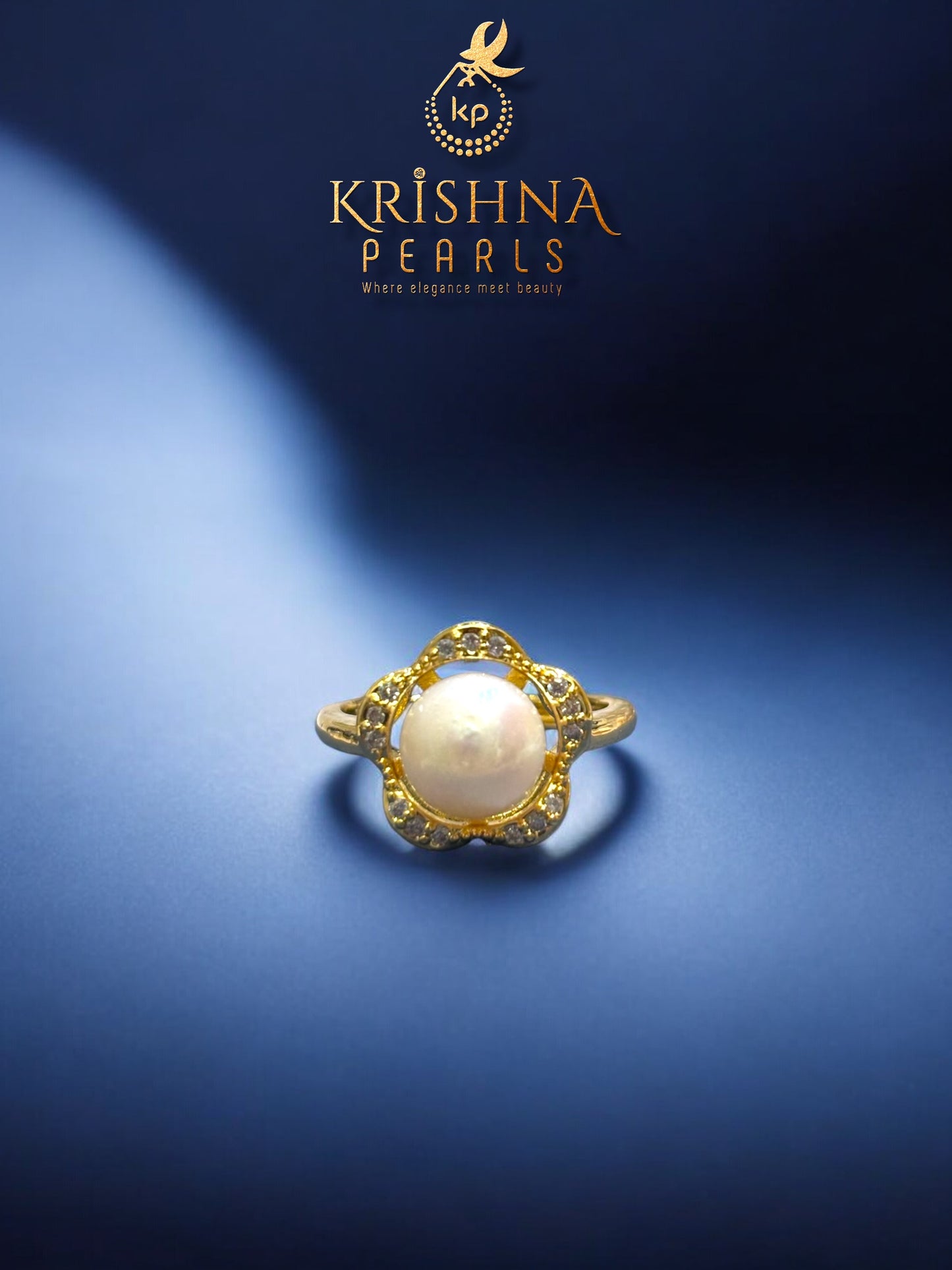 Beautiful Flower Pearl Studded Pearls Combo Set ( Single Line Pendent Set With Finger Ring )