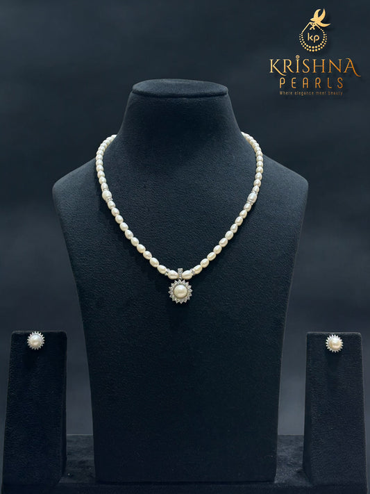 Beautiful Big Pearl Studded Pearls Combo Set ( Single Line Pendent Set With Finger Ring )
