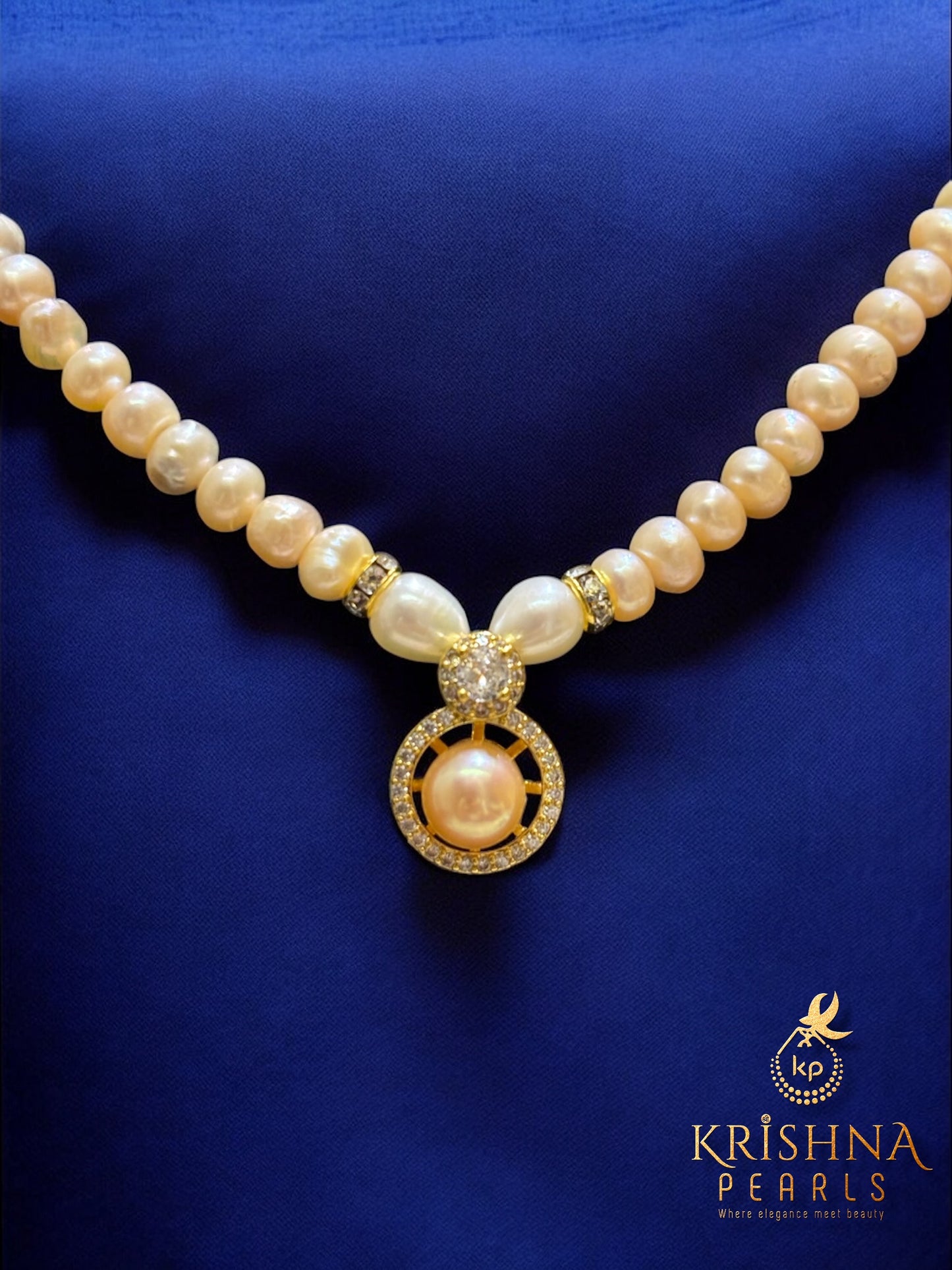 Pink Pearl Studded Pearls Combo Set ( Single Line Pendent Set With Finger Ring )