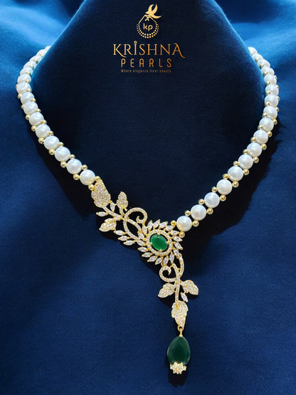 Elegant Button Pearl Studded Necklace Set