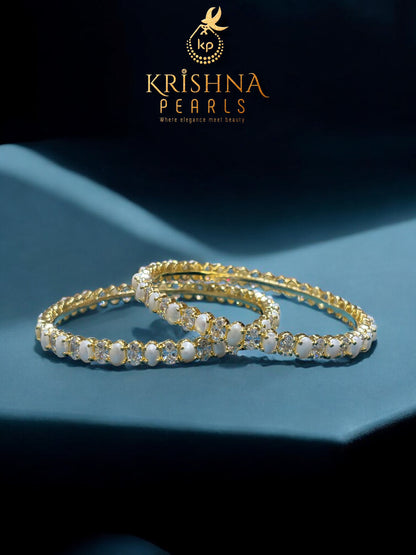 Beautiful Pearls & Diamonds Studded Bangles
