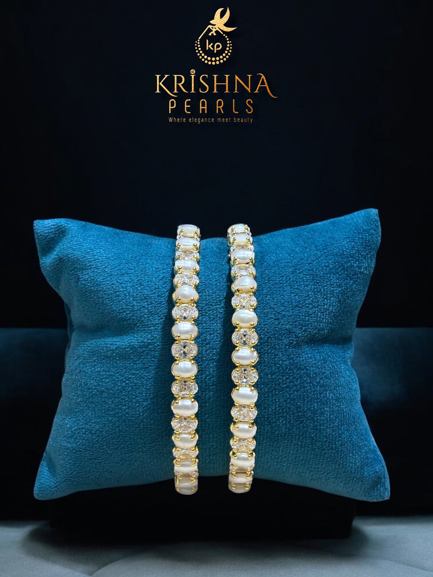 Beautiful Pearls & Diamonds Studded Bangles