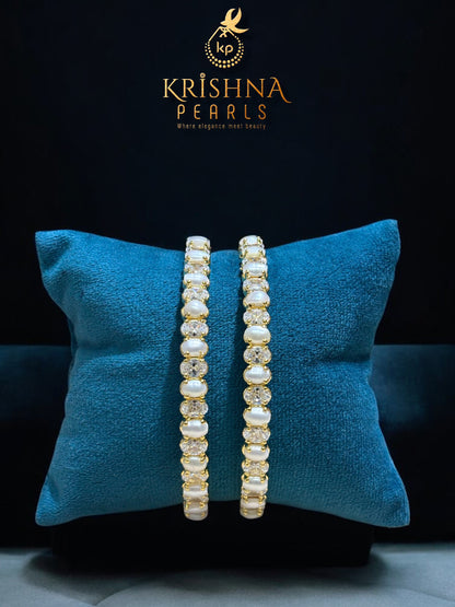 Beautiful Pearls & Diamonds Studded Bangles