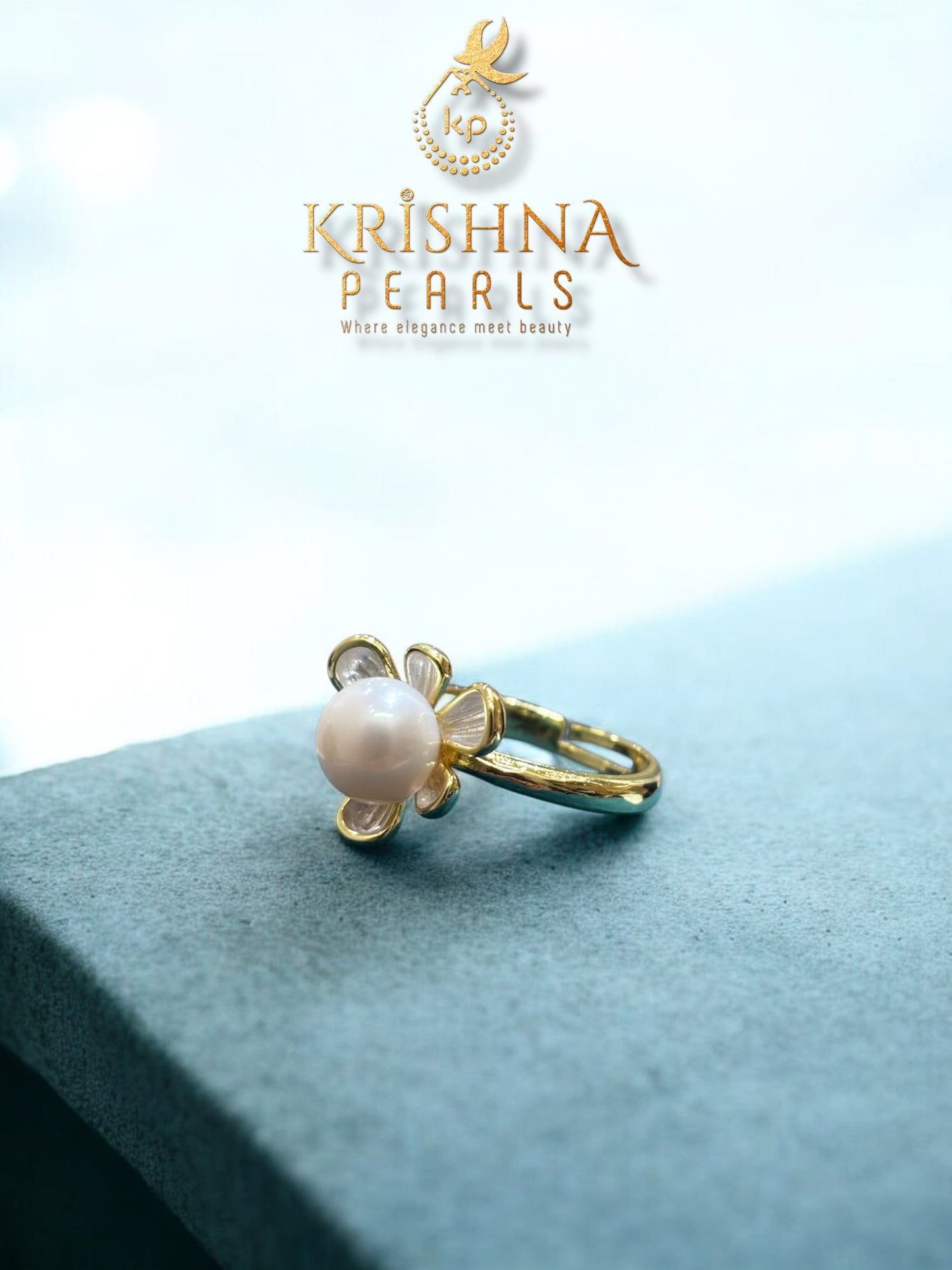 Beautiful Floral White Pearl Studded Pearls Combo Set ( Single Line Pendent Set With Finger Ring )