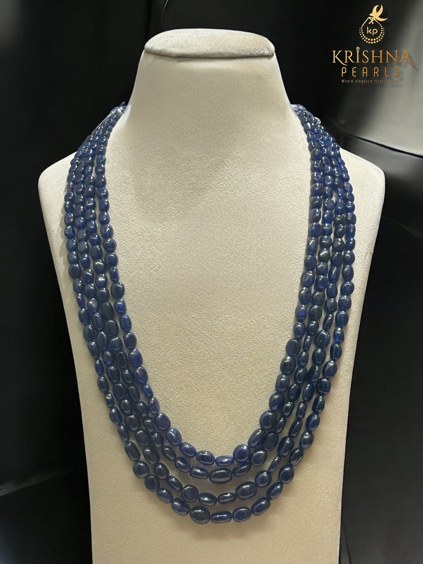 Uncut Blue Sapphire 4 Layers Necklace