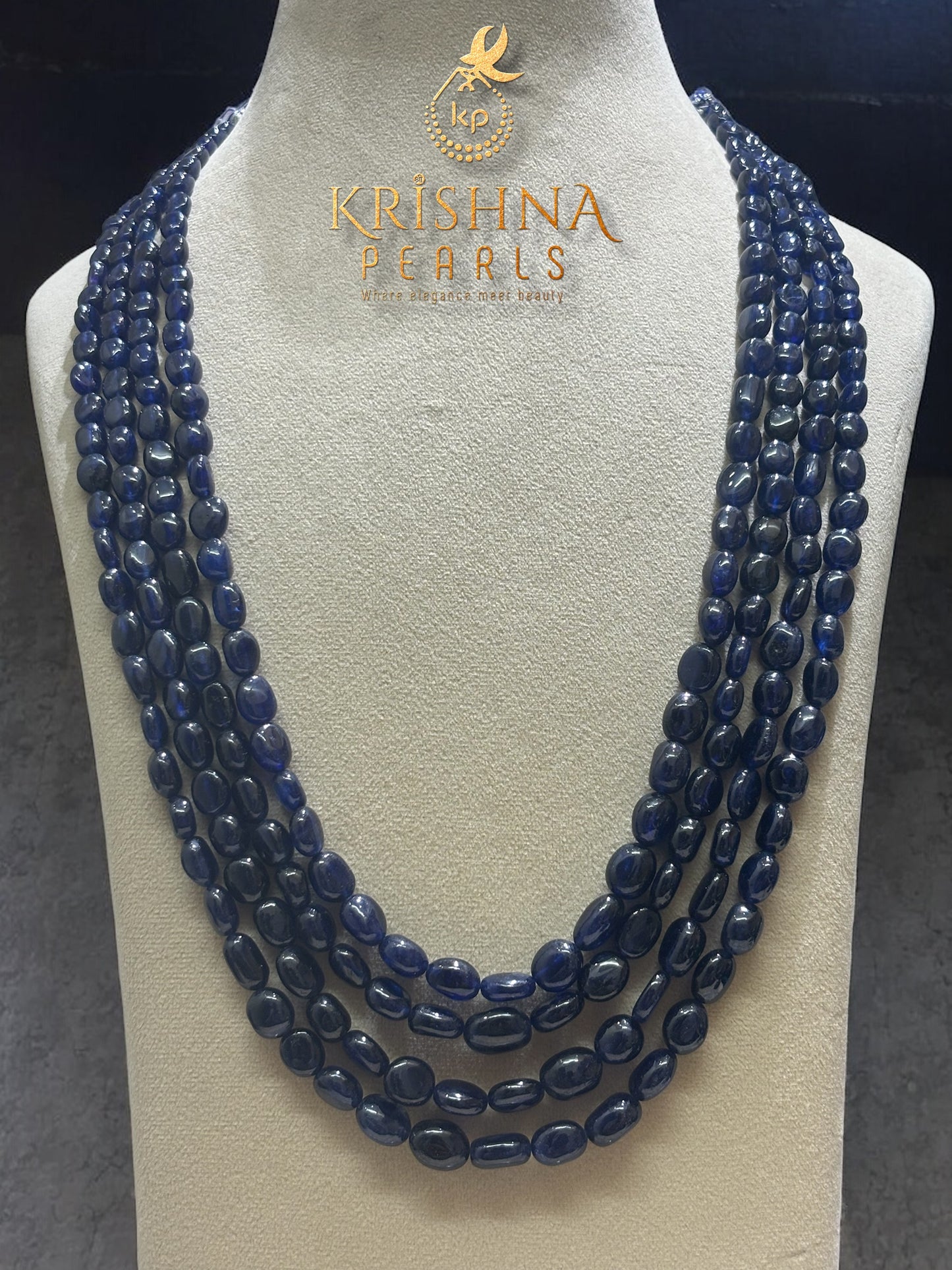 Uncut Blue Sapphire 4 Layers Necklace