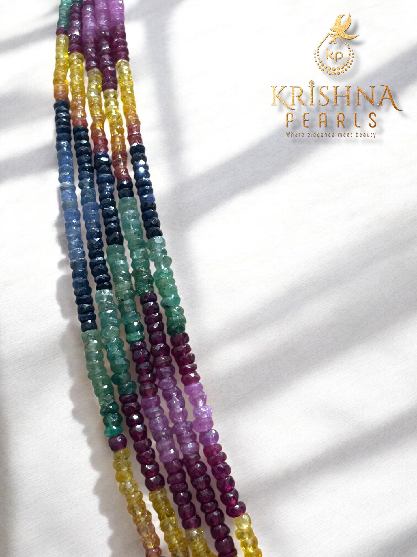 Beautiful 5 Layers Multi Sapphire (Ruby,Emeralds,Blue & Yellow Sapphires) Necklace