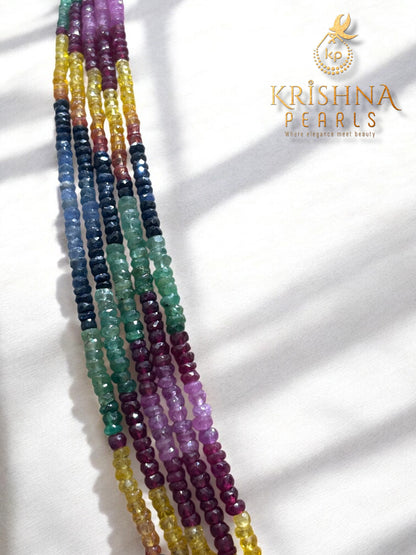 Beautiful 5 Layers Multi Sapphire (Ruby,Emeralds,Blue & Yellow Sapphires) Necklace