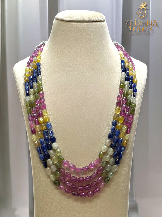 Uncut Multi Sapphire (Ruby,Emeralds,Blue & Yellow Sapphires) Necklace