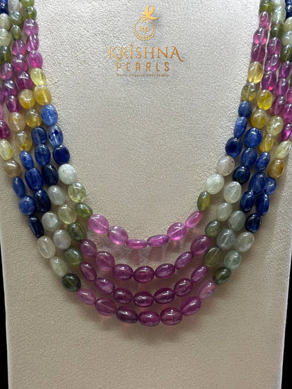 Uncut Multi Sapphire (Ruby,Emeralds,Blue & Yellow Sapphires) Necklace
