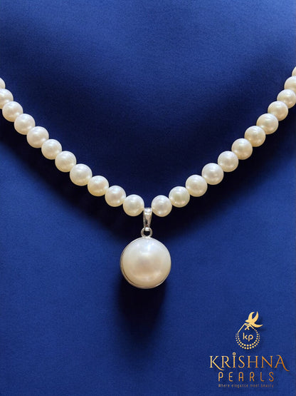 92.5 Silver Big Pearl Studded Necklace Set