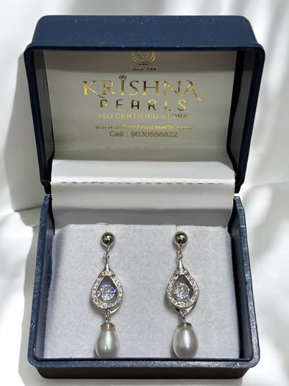 92.5 Silver Beautiful Pearl Earings