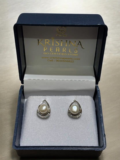 92.5 Silver Cute Pearl Studded Earings