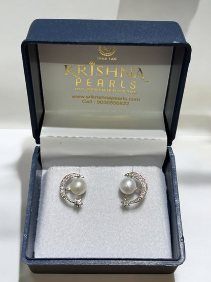92.5 Silver Adorable Pearl Studded Earings