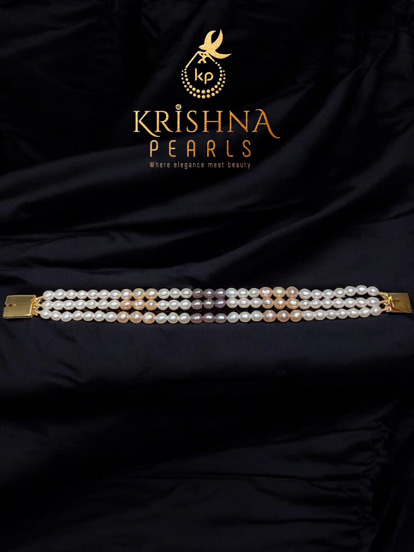 Three Layer MultiColour Pearls Bracelet