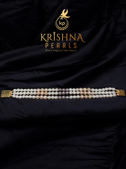 Three Layer MultiColour Pearls Bracelet