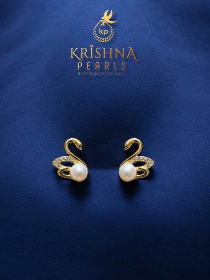 92.5 Pure Silver Majestic Swan Freshwater Pearl Studs