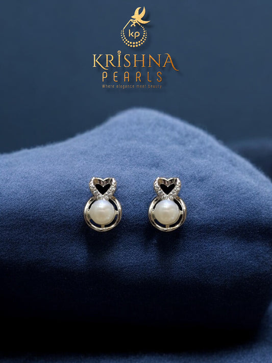 92.5 Pure Silver Cute Heart Pearl Studded Earrings